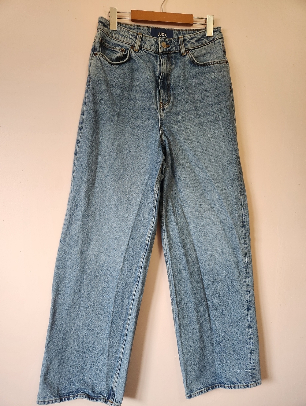 JJXX Tokyo High Rise Wide Leg Jeans 28 Light Wash Rigid Denim Skater Grunge Y2K